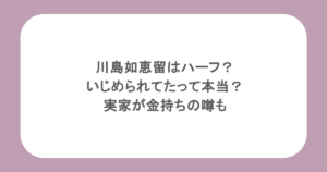 川島如恵留はハーフ？いじめられてたって本当？実家が金持ちの噂も